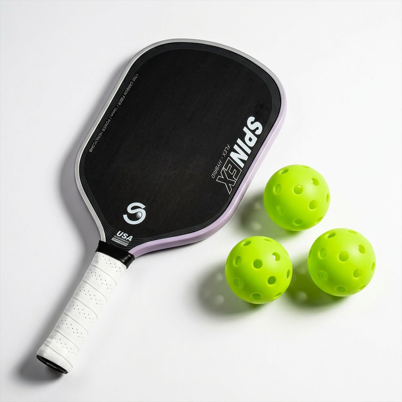 Spinex FLEX Hybrid Starter Bundle — pickleball paddle with balls, cover, and cleaning eraser