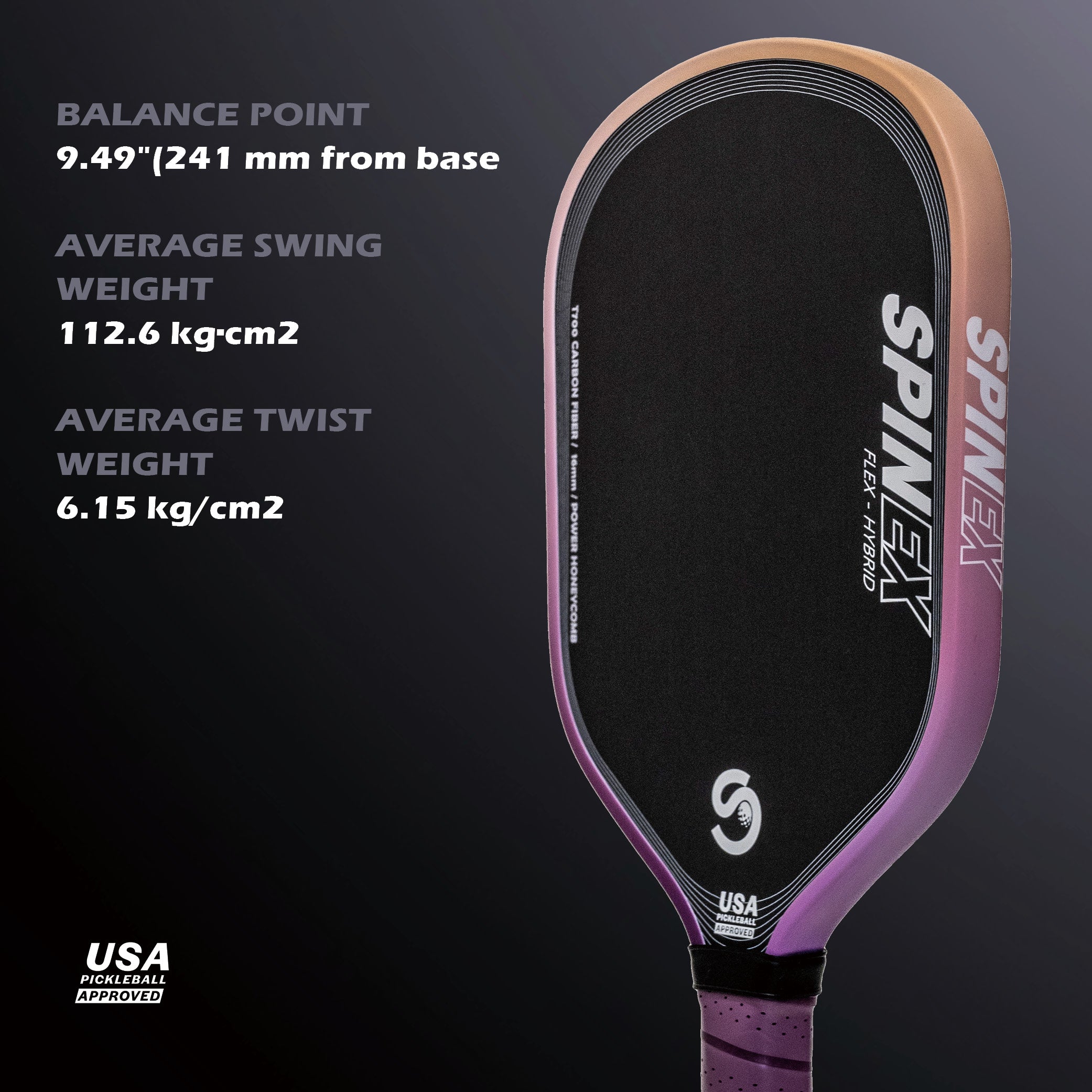 Spinex FLEX Hybrid Storm — T700 Carbon Pickleball Paddle