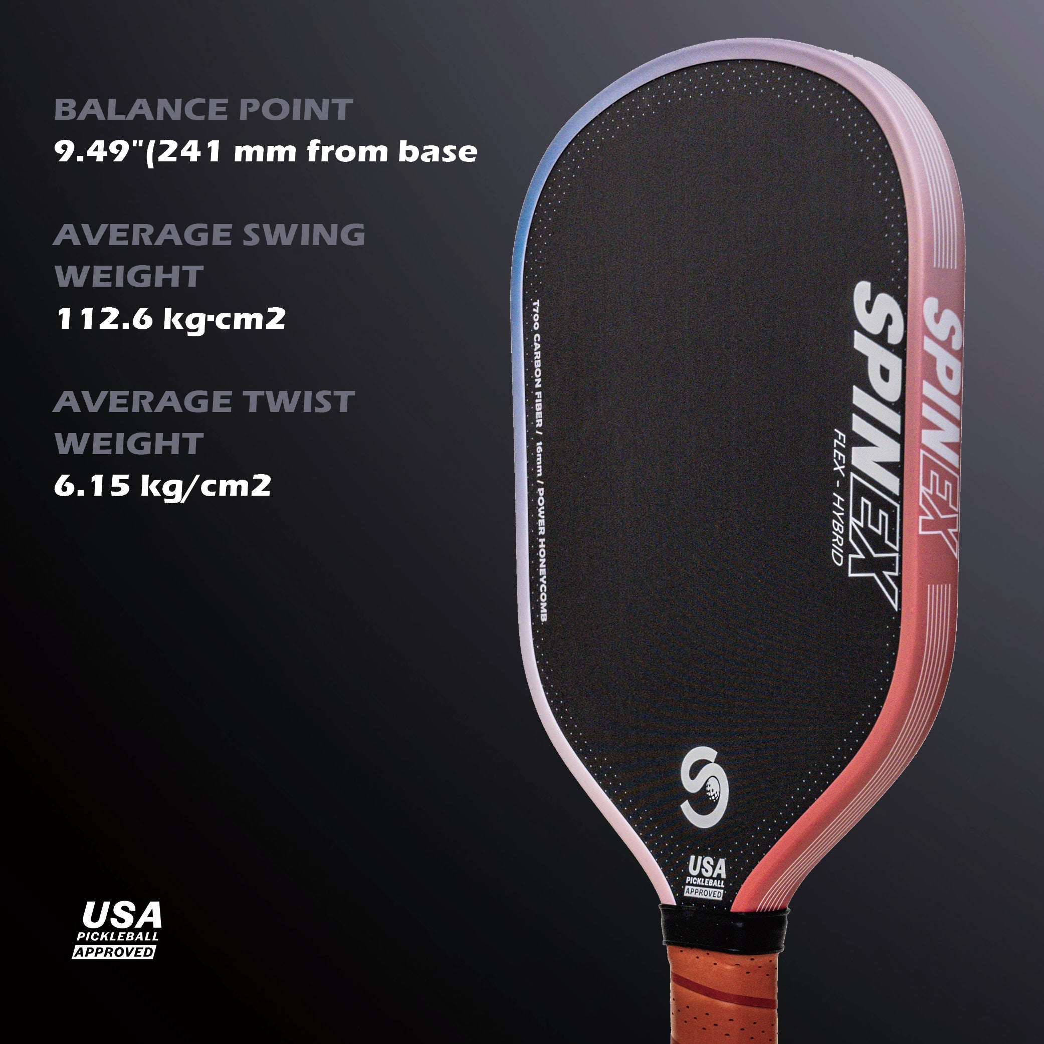 Spinex FLEX Hybrid Broome — T700 Carbon Pickleball Paddle