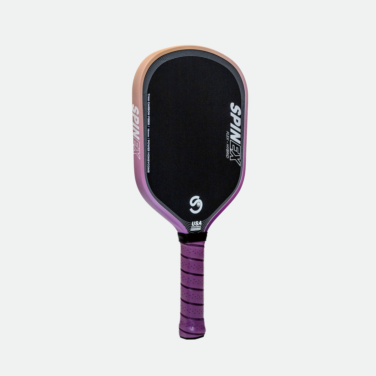 Spinex FLEX Hybrid Storm pickleball paddle, reverse face with the raw carbon surface