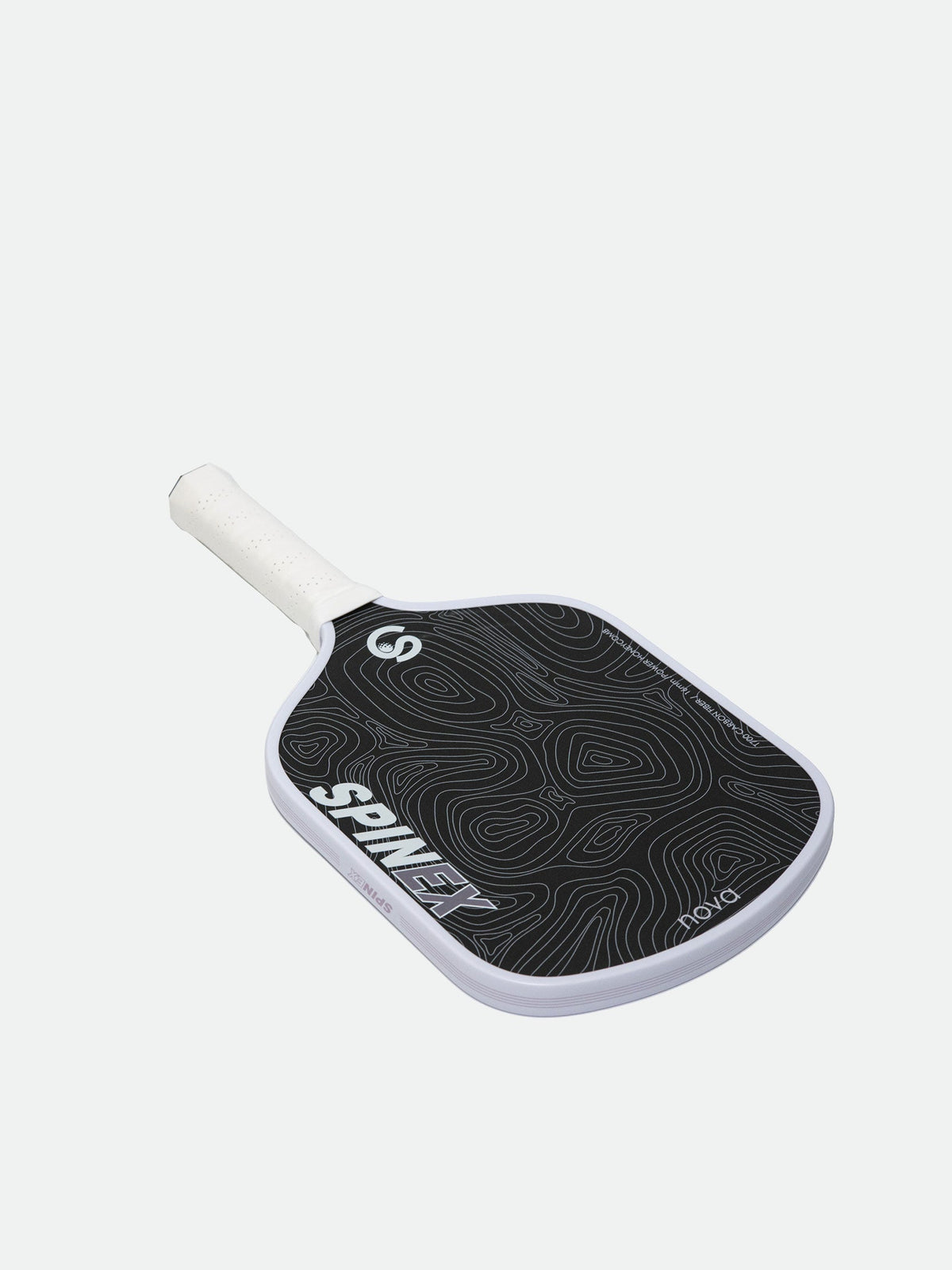 Spinex NOVA Salt Lagoon pickleball paddle three quarter view with grip detail