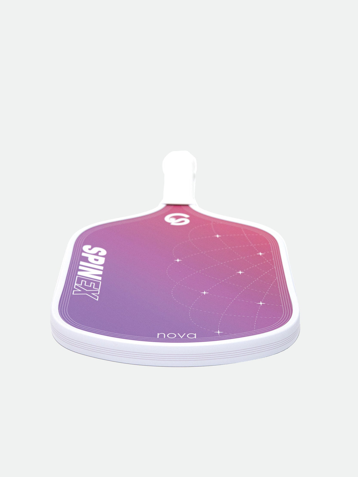 Spinex NOVA Pink Stellar pickleball paddle rear view showing the 139mm handle