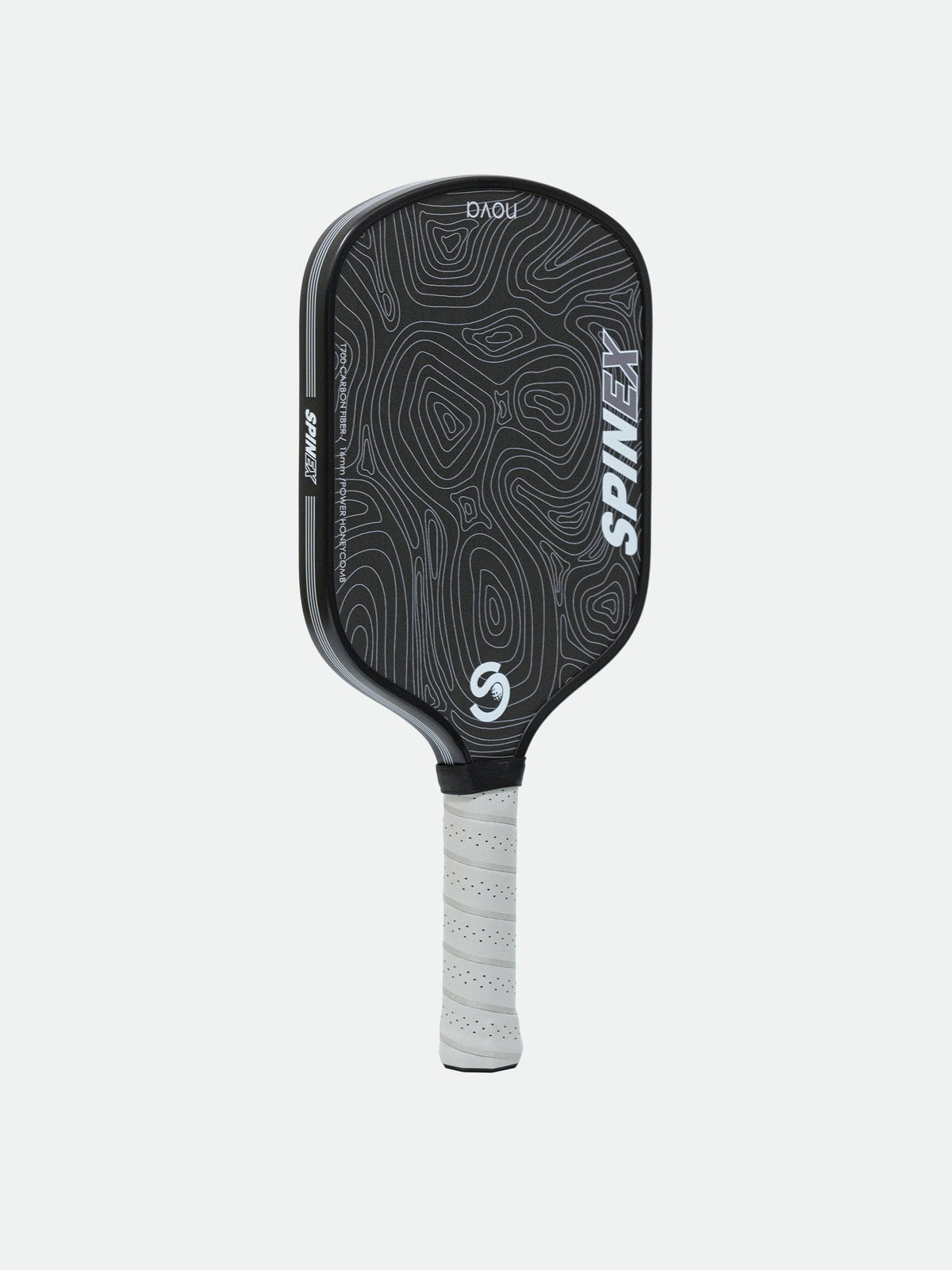 Spinex NOVA Outback Black pickleball paddle angled view showing face texture