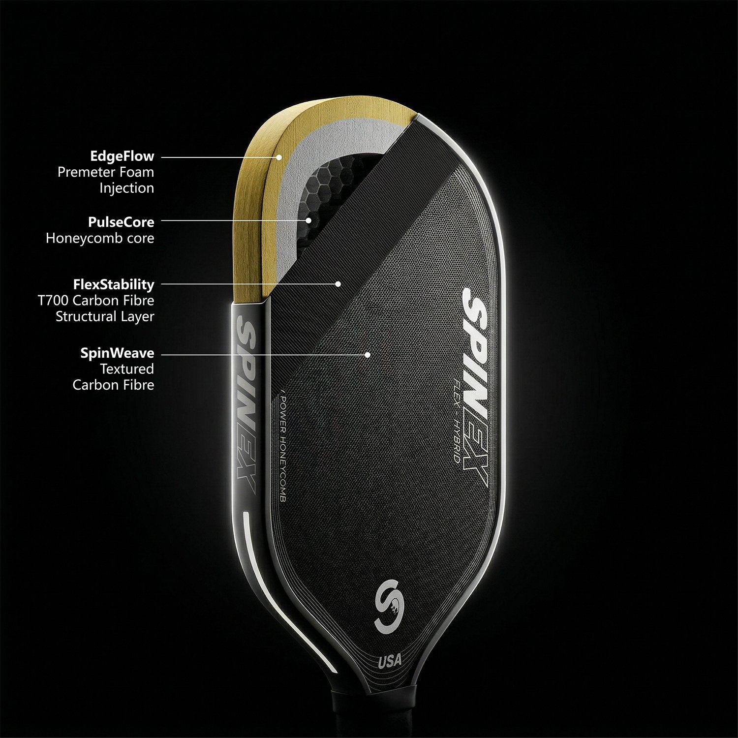 Australia Spinex T700 Carbon fiber Pickleball Paddles with honeycomb core structure