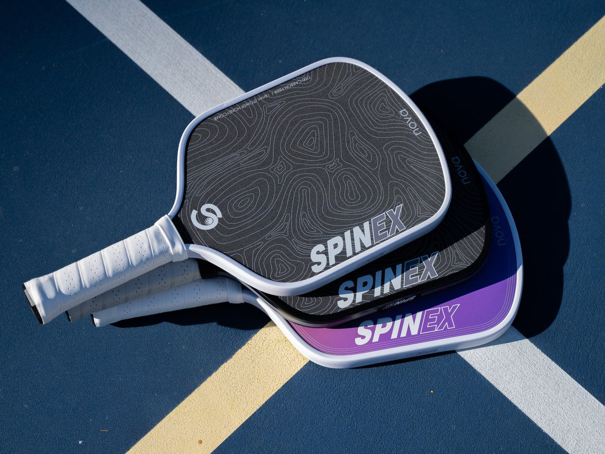 Spinex NOVA Doubles Bundle, two beginner pickleball paddles on an Australian court